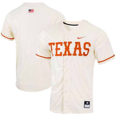 texas longhorns nike replica full-button baseball jersey - natural|texas longhorns jersey.